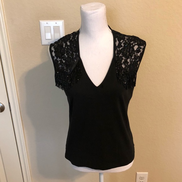 Tops - The Limited Black Lace and Bejeweled Top